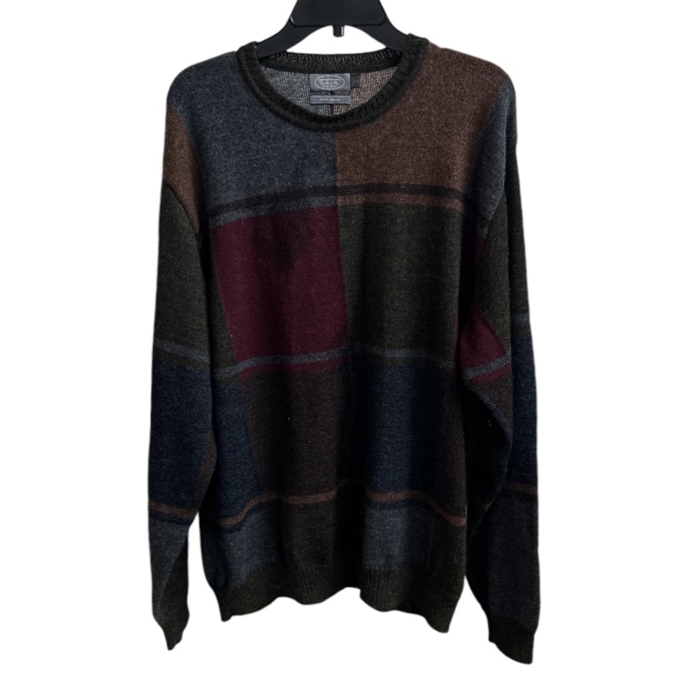 Vintage Talbots Men’s 100% Alpaca Sweater crewneck color block size XL